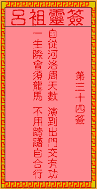 吕祖灵签 第34签:古人龙马负图